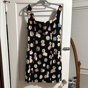 Anthropologie Black Dress with Colorful Pattern